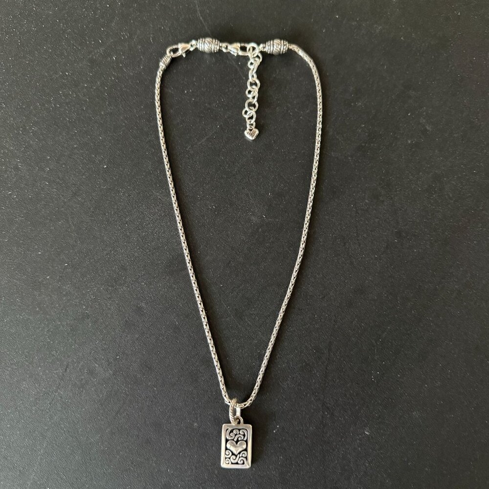 Brighton Silver Necklace Rectangular Pendant Hear… - image 2
